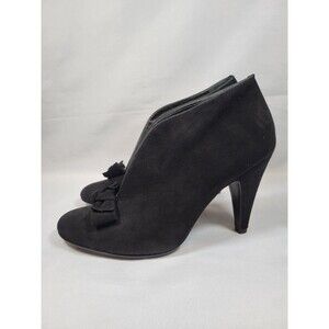 90° 90 Degrees Sz 41 EUR/10 US  Made In Italy Suede Black Heels Bow Avant Garde